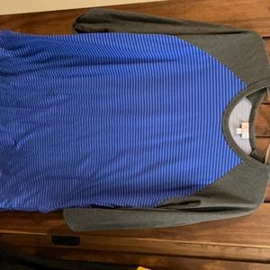 LuLaRoe blue striped baseball shirt